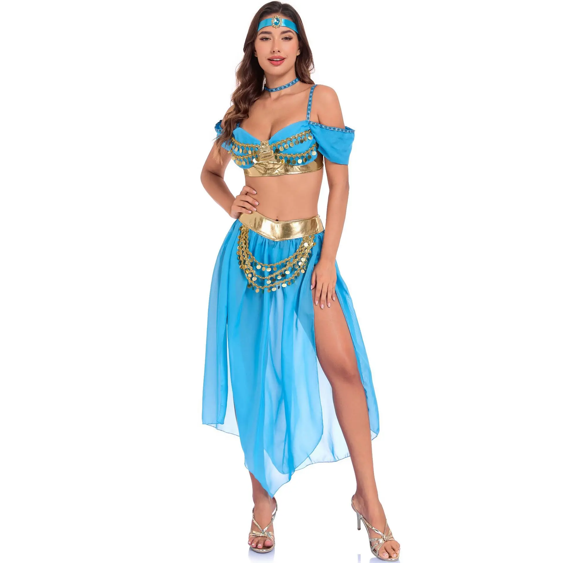 Women's Halloween Arabian Exotic Dancer Costume Belly Dance Stage Performance Outfit Bra Top and Skirt set 2026 New
Women's Halloween Arabian Exotic Dancer Costume Belly Dance Stage Performance Outfit Bra Top and Skirt set 2026 New
