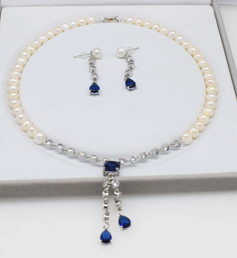 one set freshwater pearl white near round 6-7mm blue zircon chain necklace earring
one set freshwater pearl white near round 6-7mm blue zircon chain necklace earring