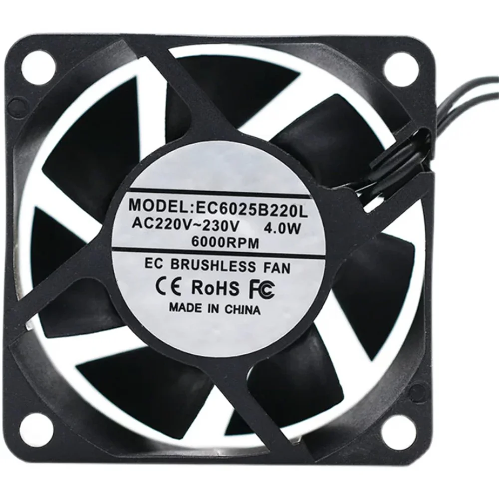 AC 220V Axial Cooling Fan 60x60x25mm EC6025B220L 4.0W 0.025A 230V High Speed 60mm Fan for 3D Printer Server Inverter
AC 220V Axial Cooling Fan 60x60x25mm EC6025B220L 4.0W 0.025A 230V High Speed 60mm Fan for 3D Printer Server Inverter