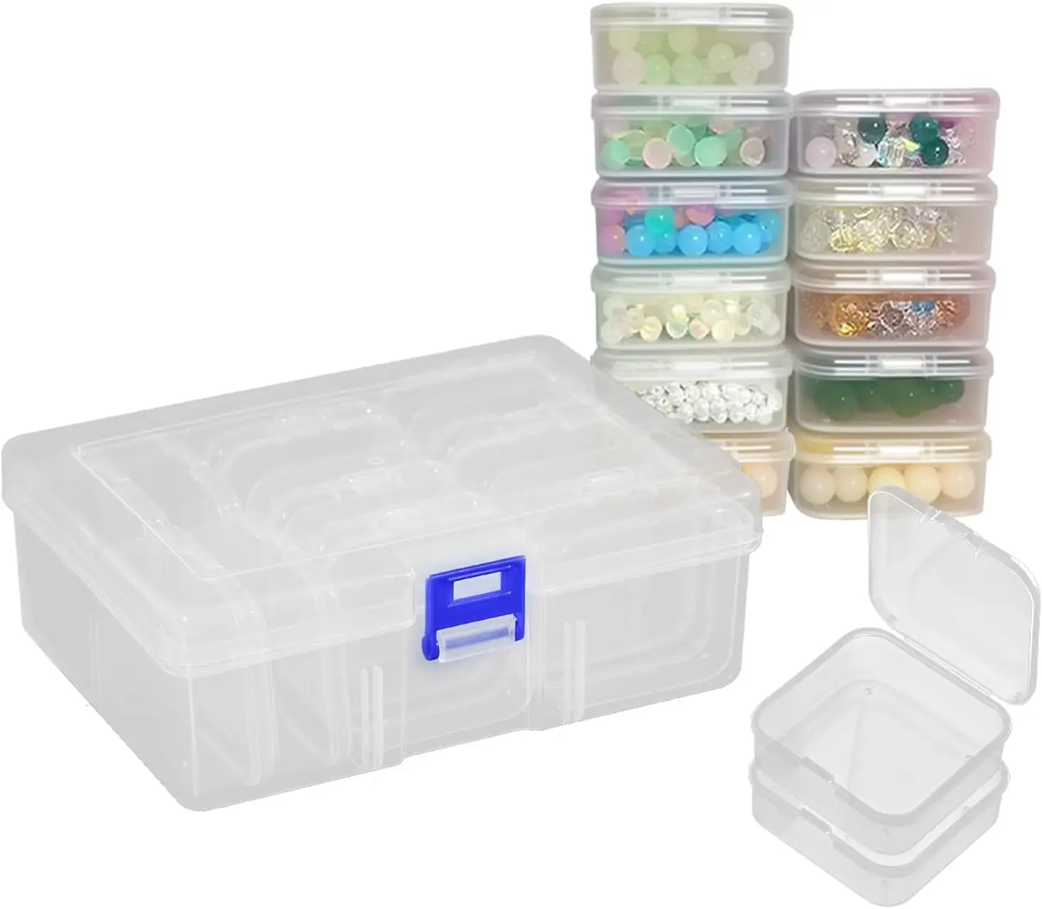 Clear Plastic Bead Organizer Box with Hinged Lids, 15 Mini Storage Containers for Craft, Diamond Painting, Small Parts
Clear Plastic Bead Organizer Box with Hinged Lids, 15 Mini Storage Containers for Craft, Diamond Painting, Small Parts