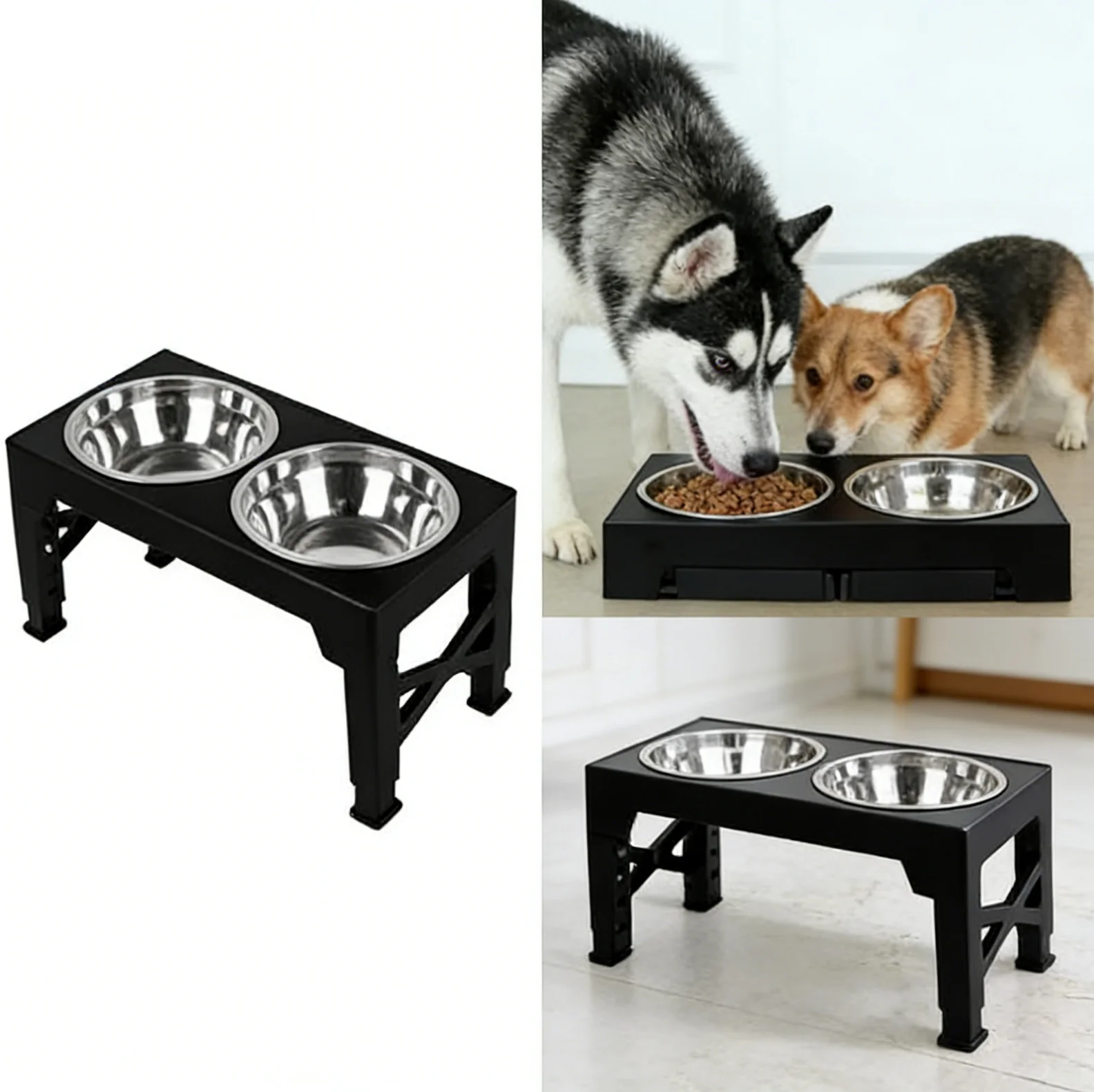 1PCS Elevated Pet Dog Feeder Bowls Adjustable Raised Stand With Double Stainless Steel Food Water Bowls Small Medium Large Dogs
1PCS Elevated Pet Dog Feeder Bowls Adjustable Raised Stand With Double Stainless Steel Food Water Bowls Small Medium Large Dogs