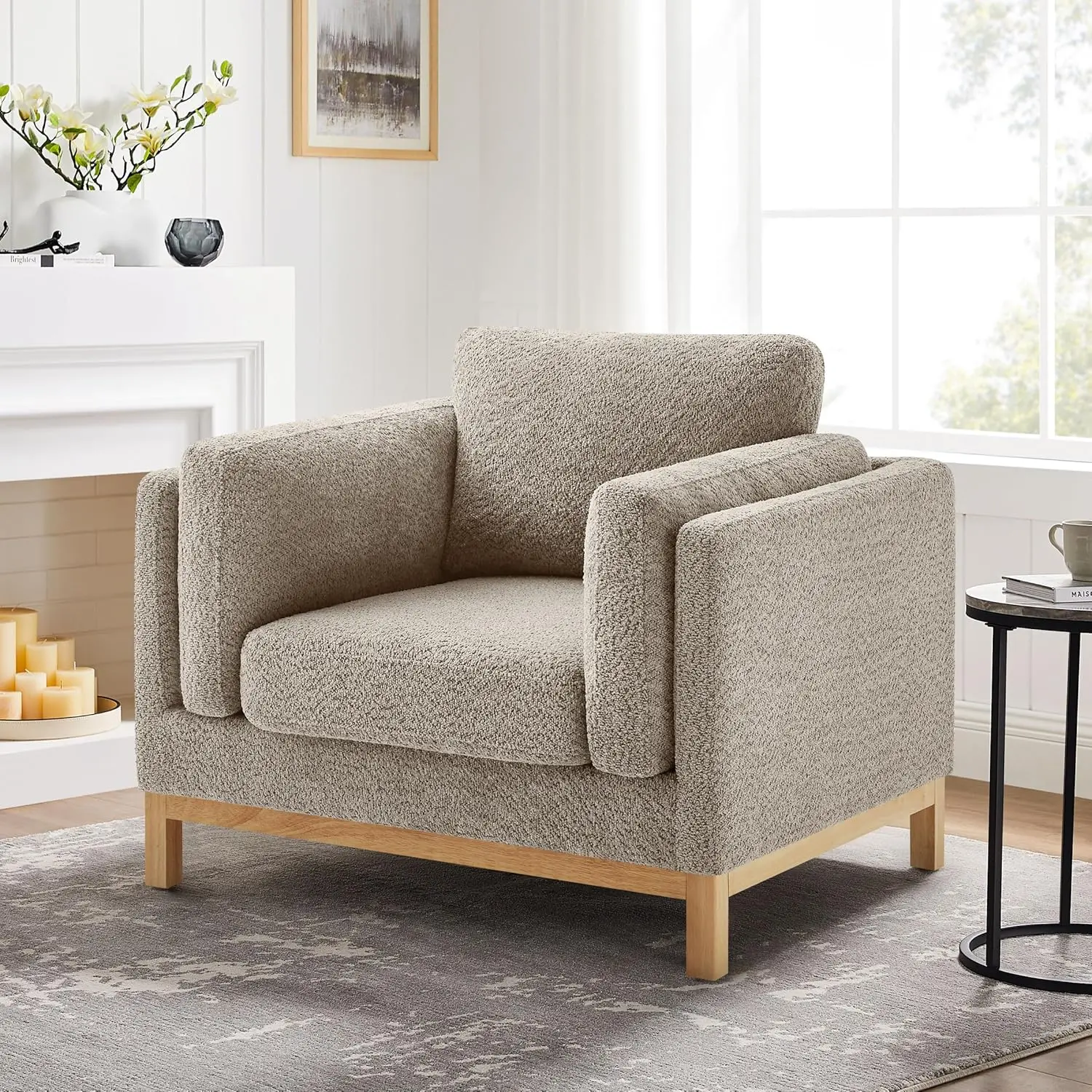 Oversized Upholstered Armchair with Wood Legs, Wide Armrest Pads, Camel Living Room Chair for Bedroom, Apartment, Office
Oversized Upholstered Armchair with Wood Legs, Wide Armrest Pads, Camel Living Room Chair for Bedroom, Apartment, Office