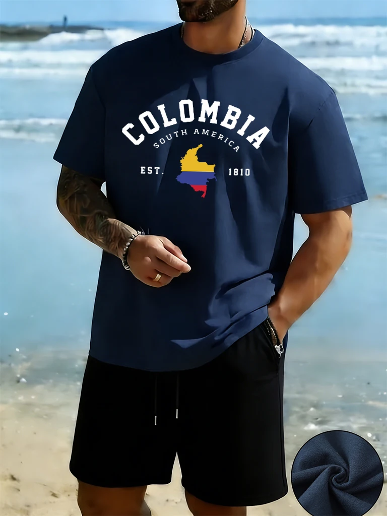 Colombia South America Est 1810 Printed Man Sets Street Summer Simple T Shirt Cotton Breathable Clothing Pocket Loose Shorts
Colombia South America Est 1810 Printed Man Sets Street Summer Simple T Shirt Cotton Breathable Clothing Pocket Loose Shorts