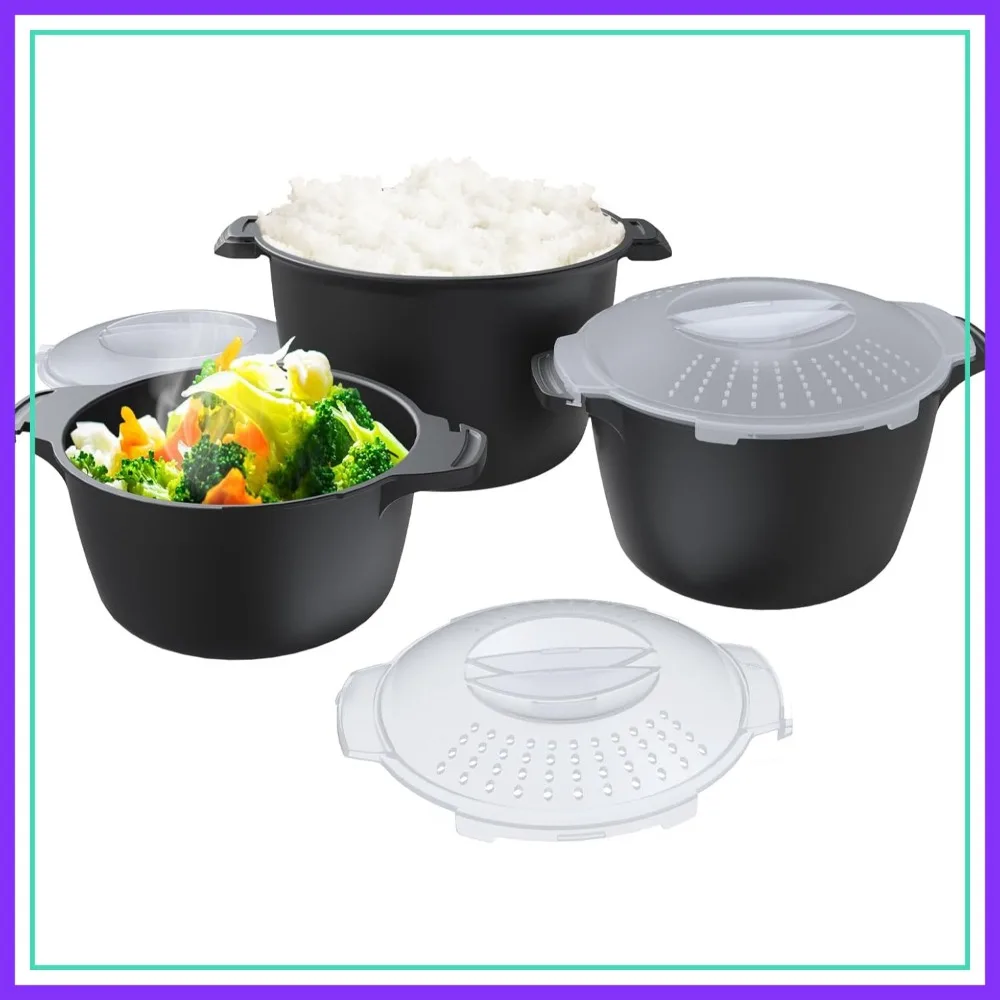 3-Piece Microwave Cookware Set, 1QT 2QT 3QT, BPA-Free, Dishwasher Safe, Nestable
3-Piece Microwave Cookware Set, 1QT 2QT 3QT, BPA-Free, Dishwasher Safe, Nestable