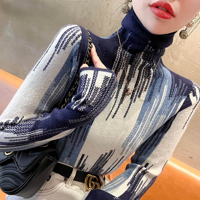 Women's Clothing Fashion All-match Patchwork Knit Pullovers Autumn Winter Elegant Slim Turtleneck Sweaters Office Lady Chic Tops
Women's Clothing Fashion All-match Patchwork Knit Pullovers Autumn Winter Elegant Slim Turtleneck Sweaters Office Lady Chic Tops