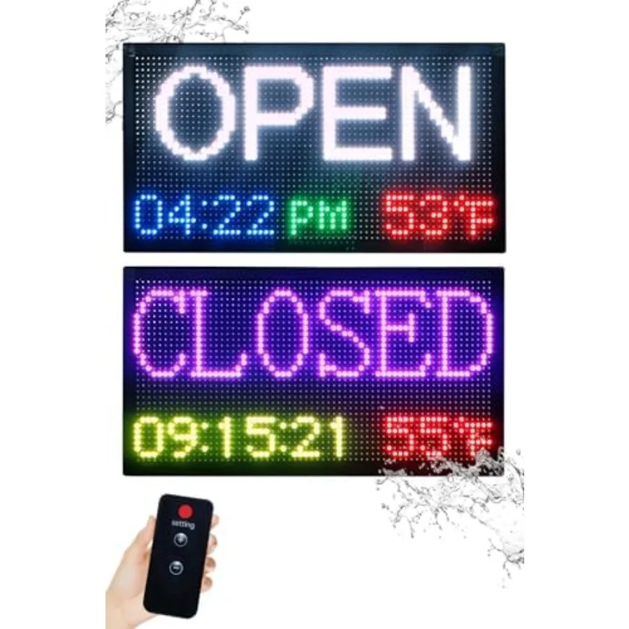 20"x11" Smart LED Open/Closed Sign Outdoor Waterproof RGB Color Changing Backlight with Remote Control Digital Alarm Clock Cale
20"x11" Smart LED Open/Closed Sign Outdoor Waterproof RGB Color Changing Backlight with Remote Control Digital Alarm Clock Cale