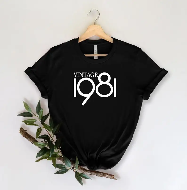 Vintage 1981 Shirt, 40th Birthday Gift Party 80s Shirt Short Sleeve Top Tees O Neck Streetwear harajuku 100% cotton goth y2k
Vintage 1981 Shirt, 40th Birthday Gift Party 80s Shirt Short Sleeve Top Tees O Neck Streetwear harajuku 100% cotton goth y2k