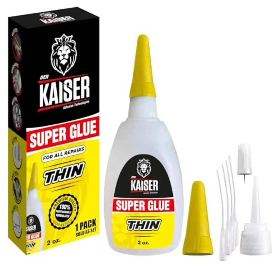 Thin CA Super Glue Industrial Grade Cyanoacrylate 5-10 Sec Cure Pro Kit with Microtips and Applicators Wood, Plastic, Metal, Ho
Thin CA Super Glue Industrial Grade Cyanoacrylate 5-10 Sec Cure Pro Kit with Microtips and Applicators Wood, Plastic, Metal, Ho
