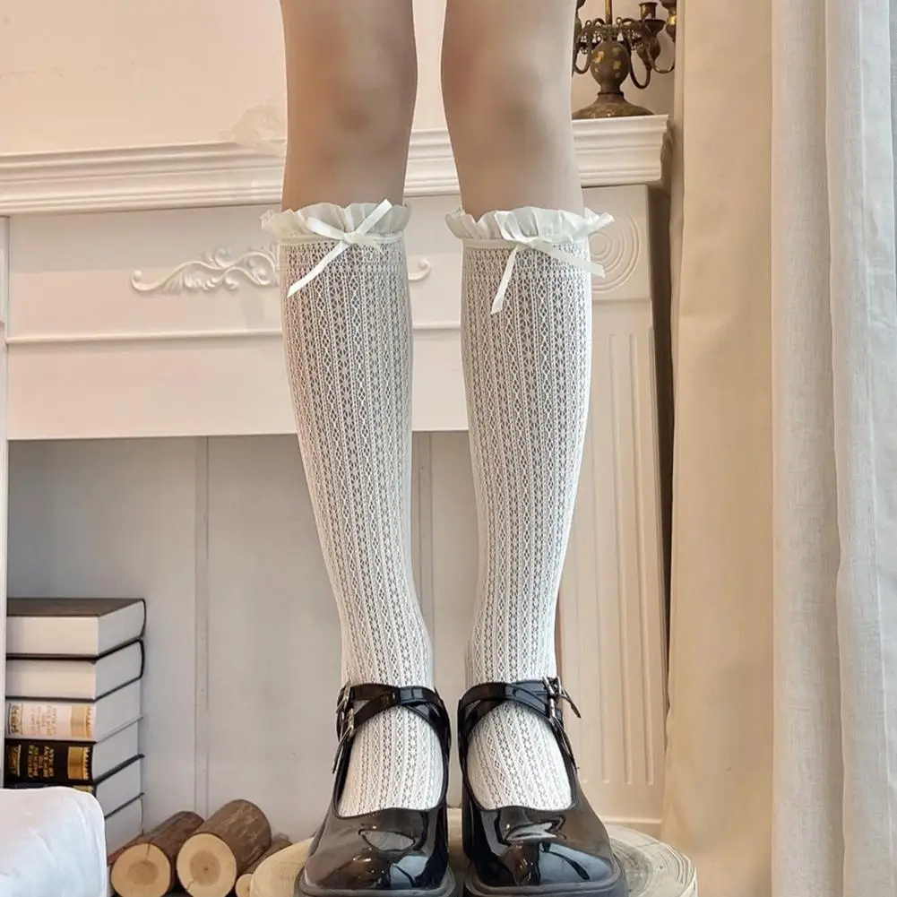 1 Pair Japanese Style Ruffle Trim Bowknot Women Stockings Retro White Lace Knee High Sock Sweet Girls Cute Bow Thigh High Stocki
1 Pair Japanese Style Ruffle Trim Bowknot Women Stockings Retro White Lace Knee High Sock Sweet Girls Cute Bow Thigh High Stocki