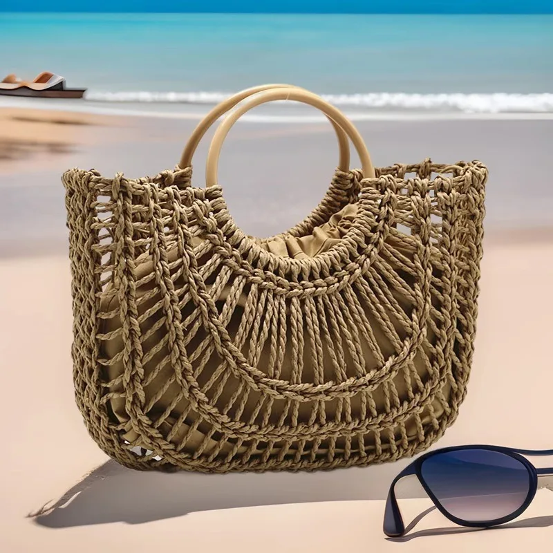 Summer Handbags Straw Beach Purses Large Capacity Woven Basket Holiday Hollowed Out Interior Round Handle Vegetable Tote Bag
Summer Handbags Straw Beach Purses Large Capacity Woven Basket Holiday Hollowed Out Interior Round Handle Vegetable Tote Bag