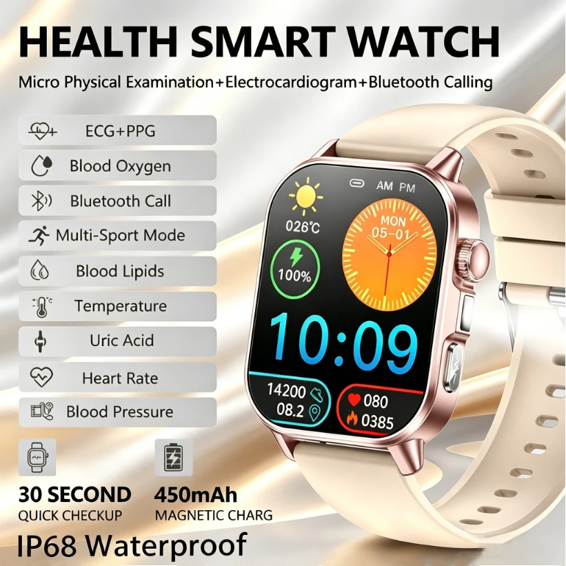 2026 New Nursing Grade Health Analysis SmartWatch ECG+PPG Blood pressure lipids Uric acid Wireless Call Smartwatch For Men Women
2026 New Nursing Grade Health Analysis SmartWatch ECG+PPG Blood pressure lipids Uric acid Wireless Call Smartwatch For Men Women
