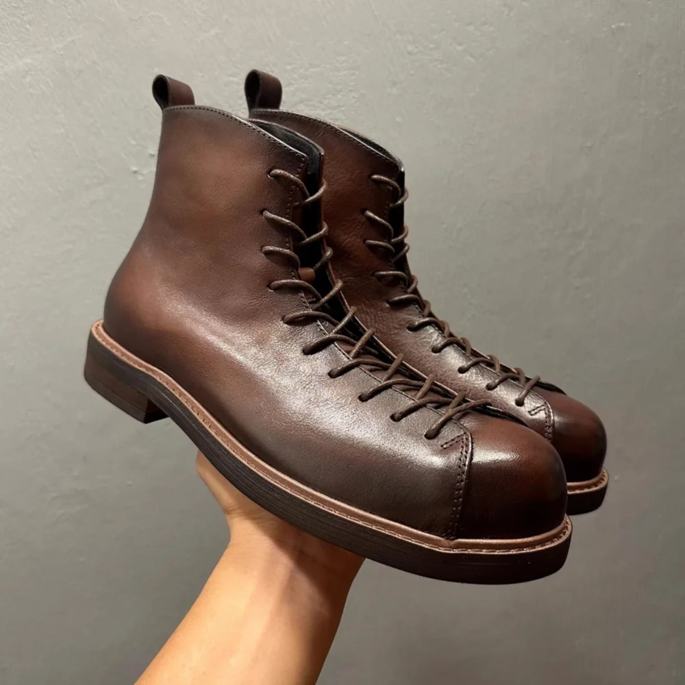 QHCCID Handmade Men Ankle Boots Men Motorcycle Boots Genuine Leather High Top Outdoor Zapatos Cow Leather Chelsea Boots
QHCCID Handmade Men Ankle Boots Men Motorcycle Boots Genuine Leather High Top Outdoor Zapatos Cow Leather Chelsea Boots