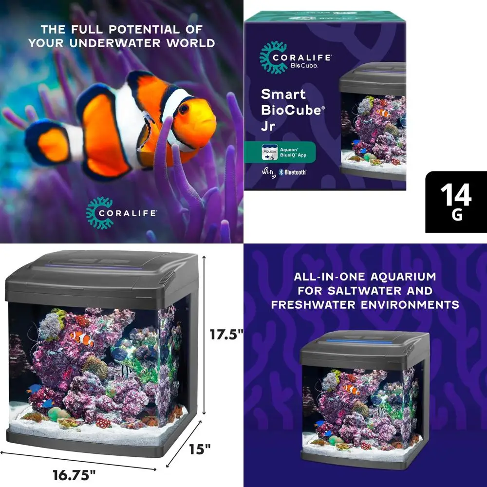Умный аквариумный комплект на 14 галлонов с Wi-Fi и Bluetooth, подходит для пресноводных и морских водоемов
Умный аквариумный комплект на 14 галлонов с Wi-Fi и Bluetooth, подходит для пресноводных и морских водоемов