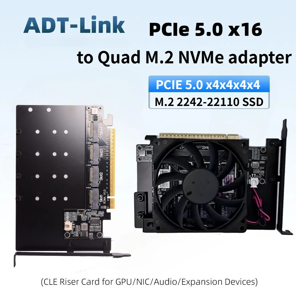 Адаптер PCIe 5.0 x16 для четырех портов M.2 NVMe с поддержкой бифуркации PCI Express 5.0 x4x4x4x4, карта расширения для жестких дисков, 4 порта, 4x128 Гбит/с, 1 к 4
Адаптер PCIe 5.0 x16 для четырех портов M.2 NVMe с поддержкой бифуркации PCI Express 5.0 x4x4x4x4, карта расширения для жестких дисков, 4 порта, 4x128 Гбит/с, 1 к 4