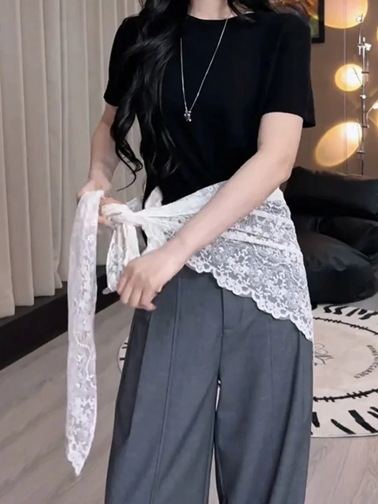 Lace Trim Scarf Short Skirt Base Layer Women's Style Overlap Bottoming Skirt Belted One-Piece Half-length Skirt
Lace Trim Scarf Short Skirt Base Layer Women's Style Overlap Bottoming Skirt Belted One-Piece Half-length Skirt