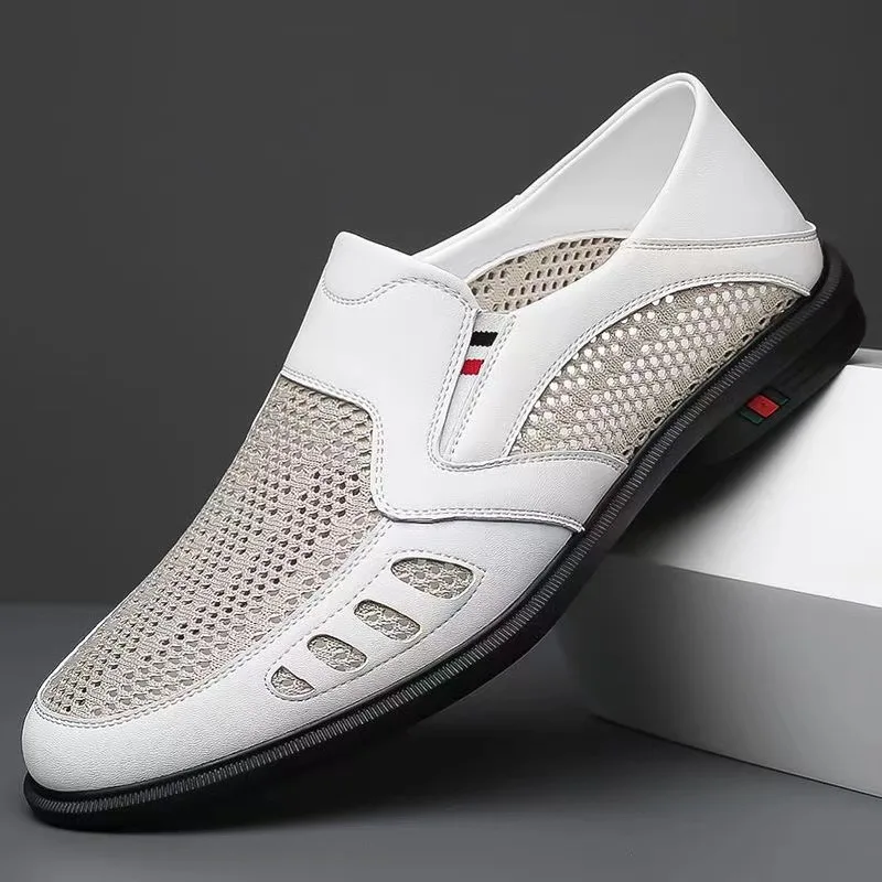 2026 Summer Men's Mesh Casual Shoes Hollow Sandals Business Soft Leather One Step Stepping White Leather Sandals
2026 Summer Men's Mesh Casual Shoes Hollow Sandals Business Soft Leather One Step Stepping White Leather Sandals