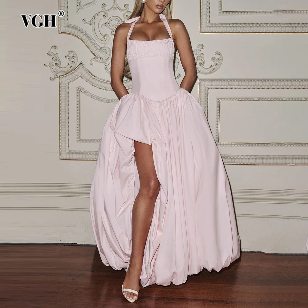 Изысканное розовое платье-халтер VGH для женщин: без рукавов, с корсетом на талии, высоким разрезом, бальное платье для роскошных ужинов и торжеств
Изысканное розовое платье-халтер VGH для женщин: без рукавов, с корсетом на талии, высоким разрезом, бальное платье для роскошных ужинов и торжеств