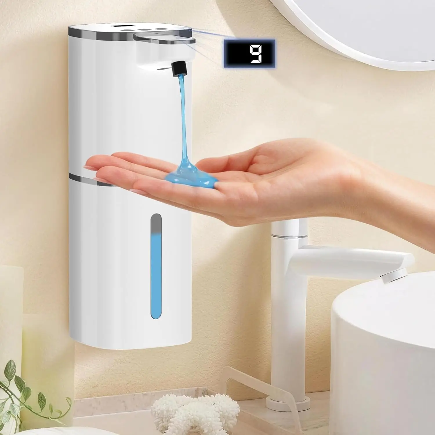 Touchless Soap Dispenser, 9 Levels, 380ml, IR Sensor, LCD Display, Wall-Mount or Tabletop for Kitchen Bathroom
Touchless Soap Dispenser, 9 Levels, 380ml, IR Sensor, LCD Display, Wall-Mount or Tabletop for Kitchen Bathroom