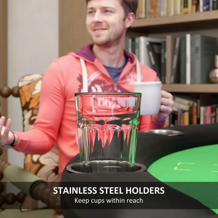 Poker Table Foldable 47 Round Casino Folding Game Table for 8 Players with Cup Holders, Green
Poker Table Foldable 47 Round Casino Folding Game Table for 8 Players with Cup Holders, Green