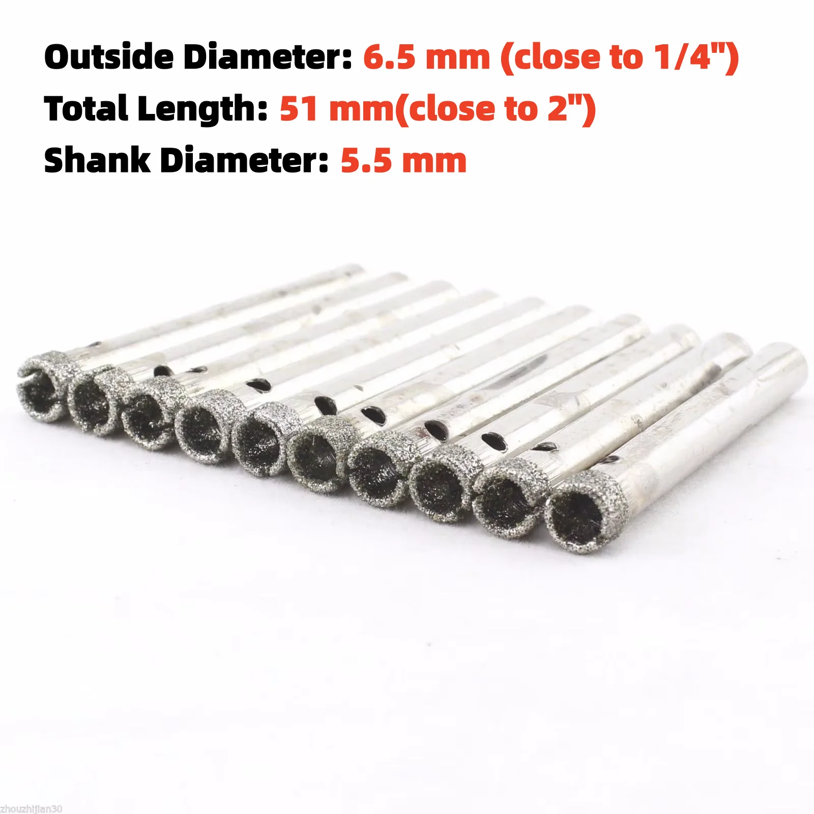 10Pcs 1/4" inch 6.5mm Diamond Coated Hole Cutter Saw Drill Bits Drilling Tools for Glass Ceramic Marble Granite ILOVETOOL
10Pcs 1/4" inch 6.5mm Diamond Coated Hole Cutter Saw Drill Bits Drilling Tools for Glass Ceramic Marble Granite ILOVETOOL