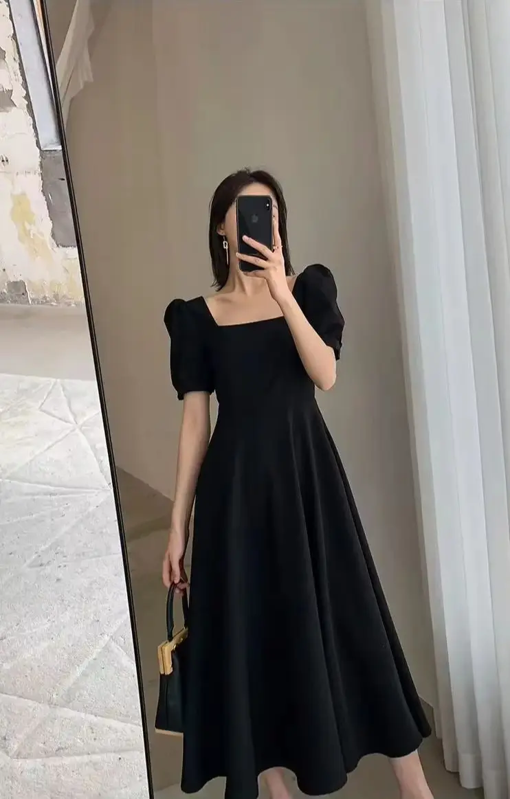2025 New Summer Dress Women's Vintage Square Collar Tea Time Skirt Plus Size Over Knee Long Style Hepburn Trendy Black Dress
2025 New Summer Dress Women's Vintage Square Collar Tea Time Skirt Plus Size Over Knee Long Style Hepburn Trendy Black Dress