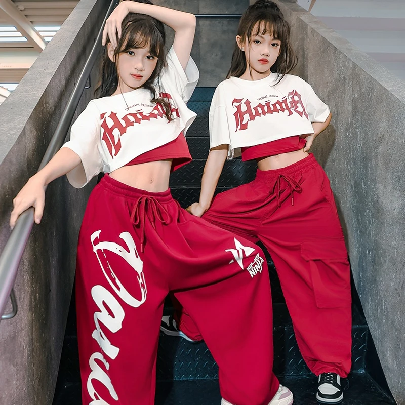 Children Clothing White Crop Tops Red Pants Suit For Girls Modern Jazz Dance Costumes Kids Hip Hop Performance Wear DQS16112
Children Clothing White Crop Tops Red Pants Suit For Girls Modern Jazz Dance Costumes Kids Hip Hop Performance Wear DQS16112
