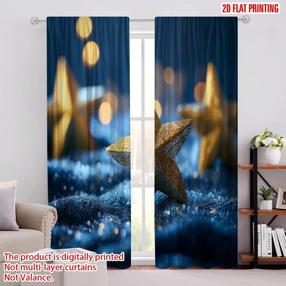 2 шт. 2D плоская печать с Днем Святого Патрика оконные шторы модные светло-голубые желтые золотые звезды ткань без электричества