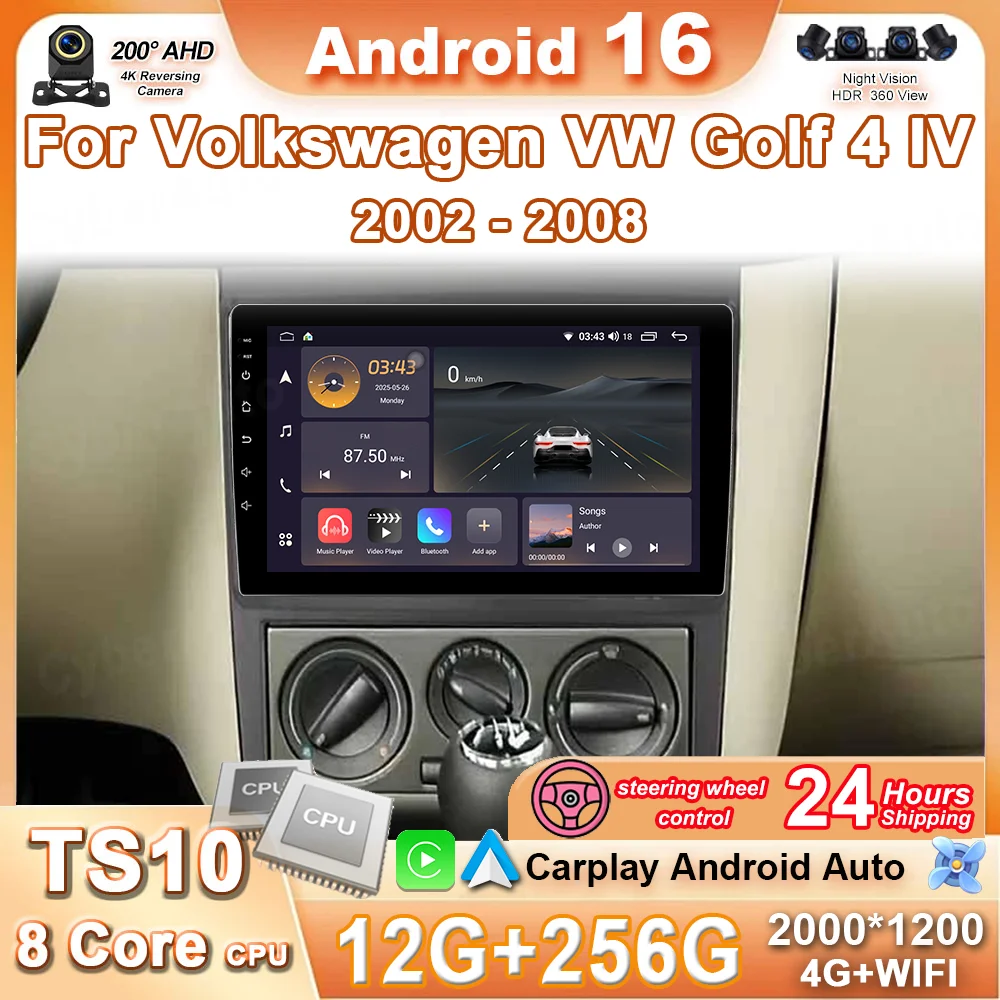 For Volkswagen VW Golf 4 IV 2002 - 2008 Android 16 Jetta MK4 Classics Car Radio Multimedia Video Player Carplay Touch Screen BT
For Volkswagen VW Golf 4 IV 2002 - 2008 Android 16 Jetta MK4 Classics Car Radio Multimedia Video Player Carplay Touch Screen BT