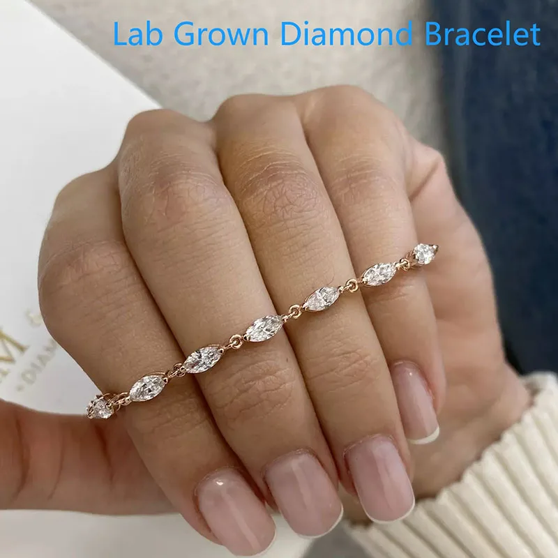 14-каратное розовое золото CVD HPHT Теннисный браслет с бриллиантами маркиза 3,4 Ctw DEF VS-VVS Браслет с бриллиантами для женщин
14-каратное розовое золото CVD HPHT Теннисный браслет с бриллиантами маркиза 3,4 Ctw DEF VS-VVS Браслет с бриллиантами для женщин