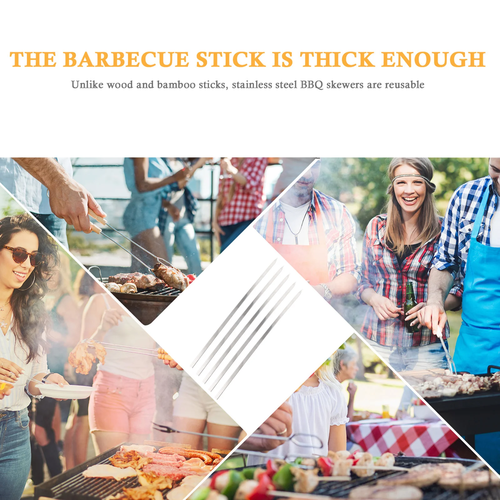 5Pcs Heavy Duty Barbecue Skewers Made of Thick Stainless Steel Anti Scalding Design Ideal for Meat and Vegetable Kebabs
5Pcs Heavy Duty Barbecue Skewers Made of Thick Stainless Steel Anti Scalding Design Ideal for Meat and Vegetable Kebabs
