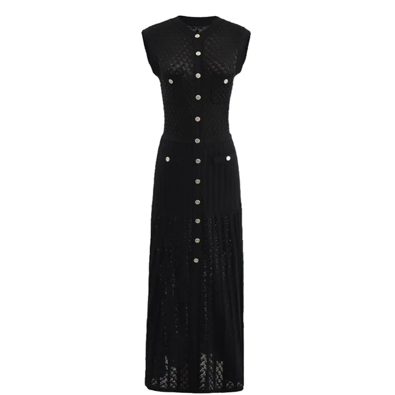 French Elegant And Gentle Black Slimming Women's Sleeveless Knitted Top Fashion Hot Sale Long Dress
French Elegant And Gentle Black Slimming Women's Sleeveless Knitted Top Fashion Hot Sale Long Dress