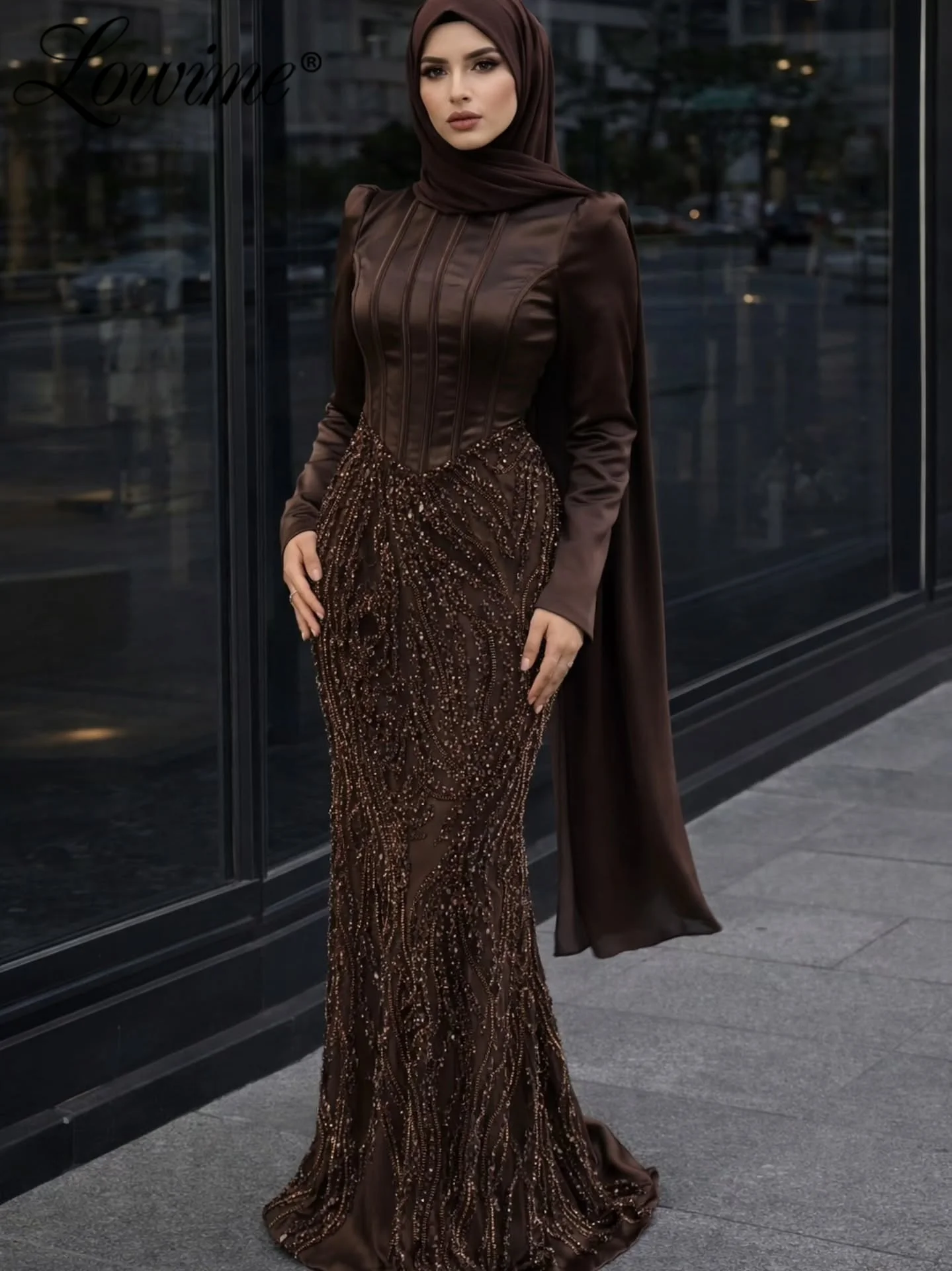 Chocolate Brown Long Sleeves Evening Gown Robes De Soirée Saudi Arabic Muslim Party Dress Formal Customized Satin Prom Dresses
Chocolate Brown Long Sleeves Evening Gown Robes De Soirée Saudi Arabic Muslim Party Dress Formal Customized Satin Prom Dresses