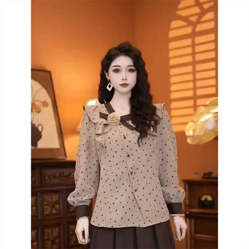Women's New Style Shirt Original Designer Top Retro Slanted Neck Three-dimensional Rose Print Shirt
Women's New Style Shirt Original Designer Top Retro Slanted Neck Three-dimensional Rose Print Shirt