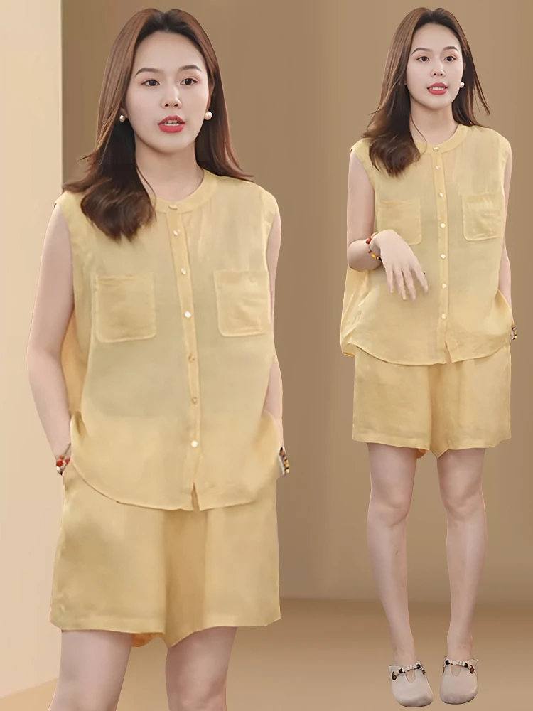 Summer Fashion Cotton Linen Casual Loose round Neck Top Shorts Women's Ensemble Thin Soft Comfortable Breathable Set
Summer Fashion Cotton Linen Casual Loose round Neck Top Shorts Women's Ensemble Thin Soft Comfortable Breathable Set