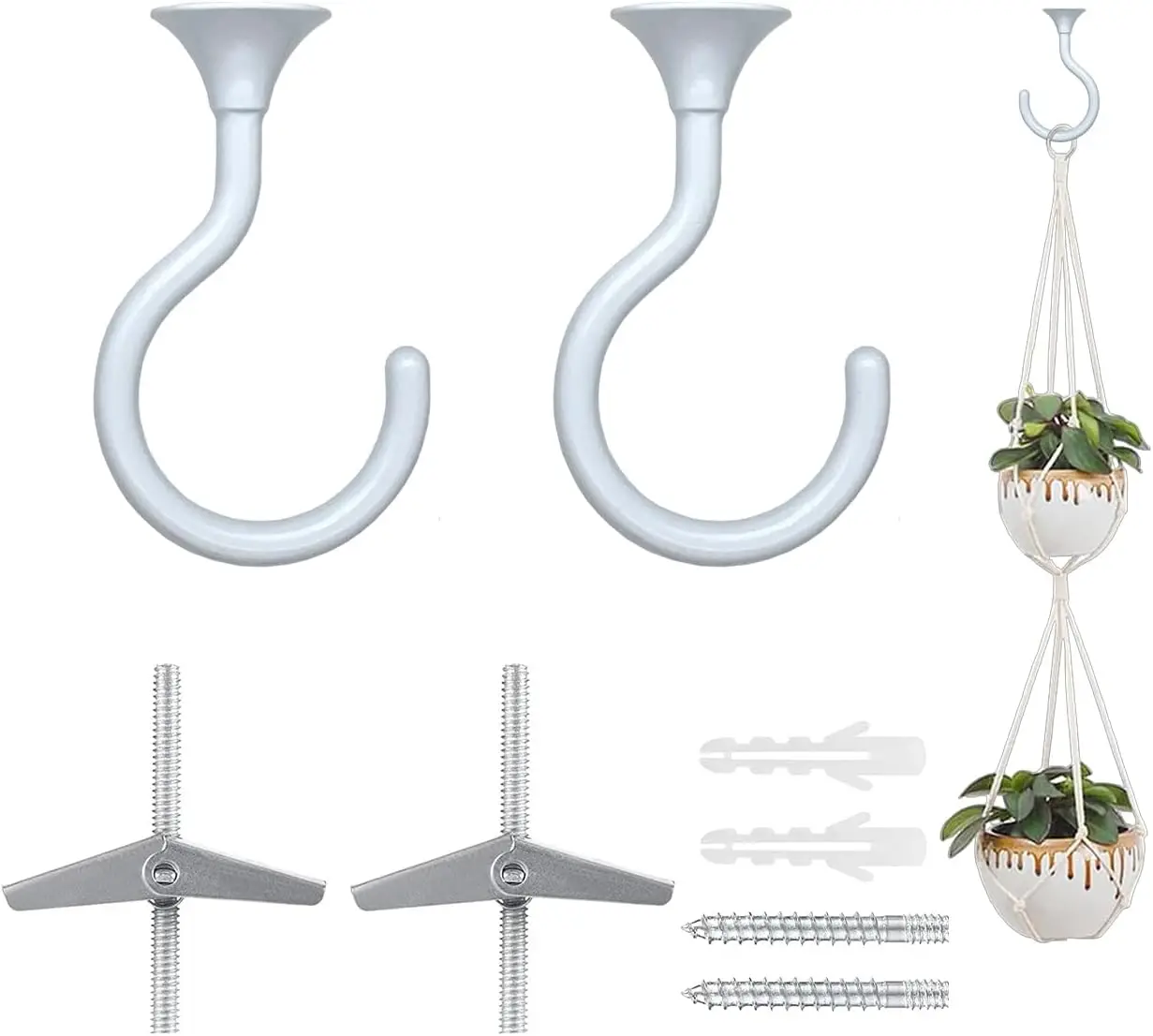 2.4in Heavy Duty Ceiling Hooks, 30lb Capacity for Hanging Plants & Lights, White
2.4in Heavy Duty Ceiling Hooks, 30lb Capacity for Hanging Plants & Lights, White
