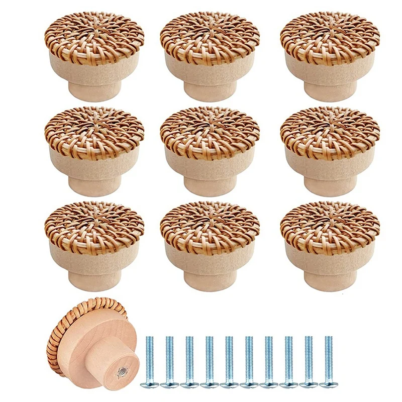 10Pcs Boho Rattan Dresser Knobs, Round Wooden Drawer Knobs Pulls For Boho Furniture Decorative, (10 Knobs And 10 Screws)
10Pcs Boho Rattan Dresser Knobs, Round Wooden Drawer Knobs Pulls For Boho Furniture Decorative, (10 Knobs And 10 Screws)