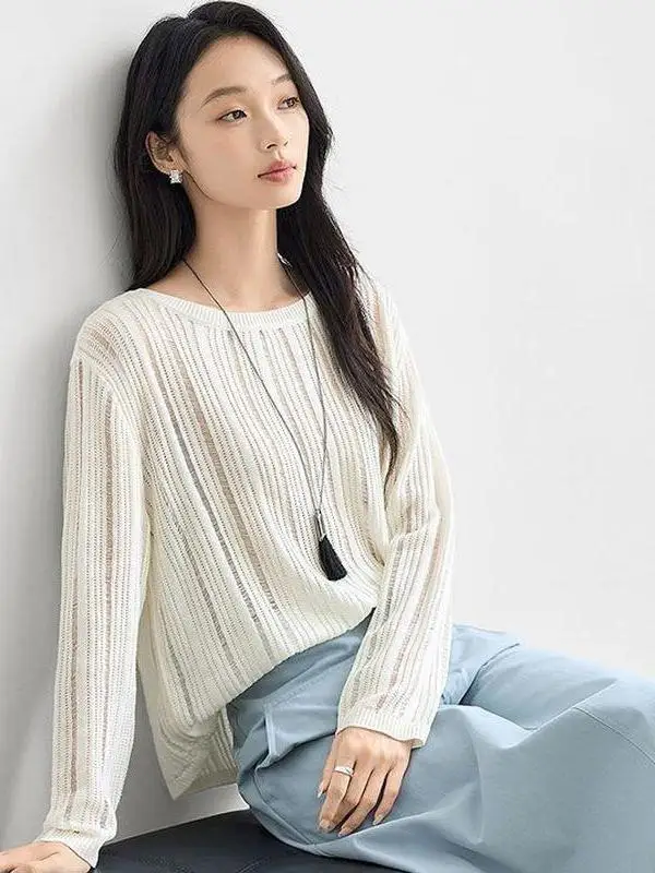 Summer Women's Knitted Hollow out Loose Long Sleeve round Neck Top Breathable Comfortable Design Sensation Slimming Effect
Summer Women's Knitted Hollow out Loose Long Sleeve round Neck Top Breathable Comfortable Design Sensation Slimming Effect