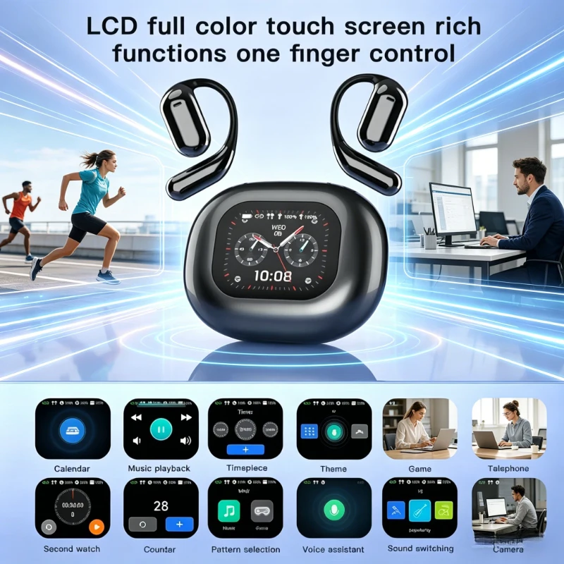 New Real Time Translation EarbudsSmart LCD Touch Screen Open Earbuds – 1-Tap Control for Calls, Music & Camera
New Real Time Translation EarbudsSmart LCD Touch Screen Open Earbuds – 1-Tap Control for Calls, Music & Camera