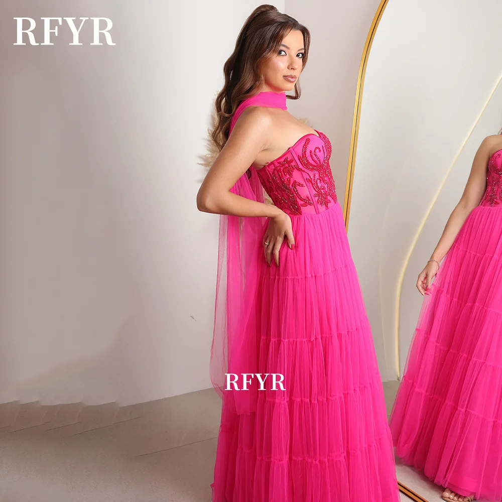 RFYR Fuchsia Party Dress with Embroidery Beading Prom Gown with Scarf Sweetheart Princess Dresses vestidos de fiesta Customized
RFYR Fuchsia Party Dress with Embroidery Beading Prom Gown with Scarf Sweetheart Princess Dresses vestidos de fiesta Customized