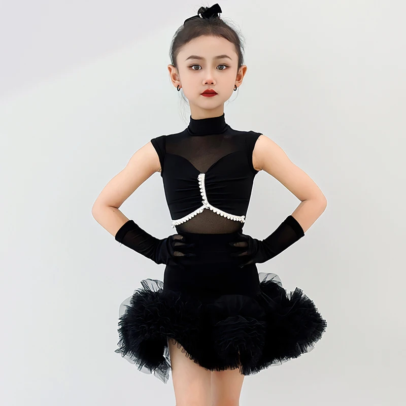 Black Latin Dance Dress Kids Summer Performance Outfit High Collar Leotard Skirt Set Girls Rumba Tango Latin Stage Costume 3744
Black Latin Dance Dress Kids Summer Performance Outfit High Collar Leotard Skirt Set Girls Rumba Tango Latin Stage Costume 3744