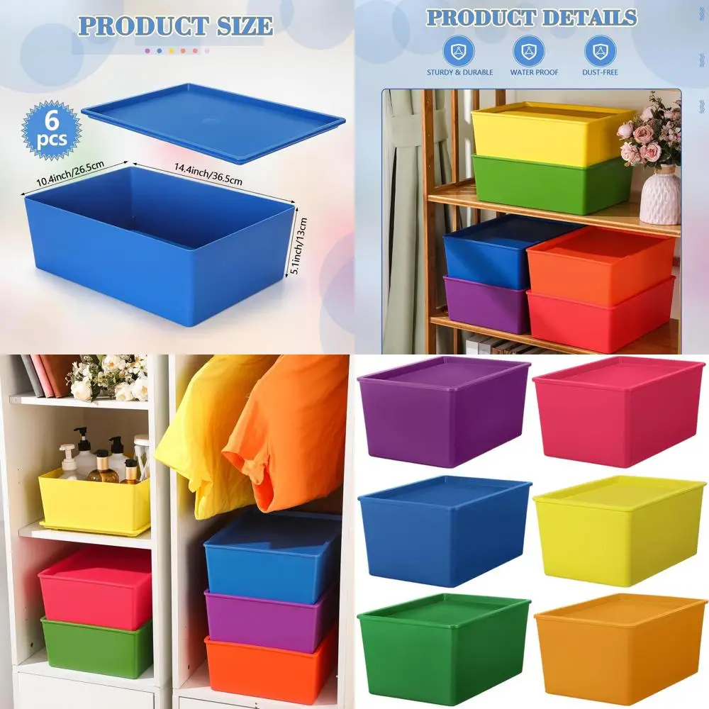 Набор из 6 больших штабелируемых пластиковых контейнеров для хранения с крышками, 14,4 x 10,4 x 5,1, декоративный органайзер для одежды, полок, гаража, кладовки
Набор из 6 больших штабелируемых пластиковых контейнеров для хранения с крышками, 14,4 x 10,4 x 5,1, декоративный органайзер для одежды, полок, гаража, кладовки