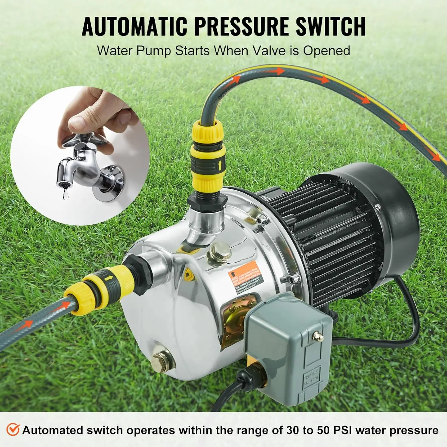 3/4HP SUS304 Stainless Steel Shallow Well Jet Pump, 115 Volt, 18.5 GPM 131 FT Maximum Head Irrigation Water Pump
3/4HP SUS304 Stainless Steel Shallow Well Jet Pump, 115 Volt, 18.5 GPM 131 FT Maximum Head Irrigation Water Pump