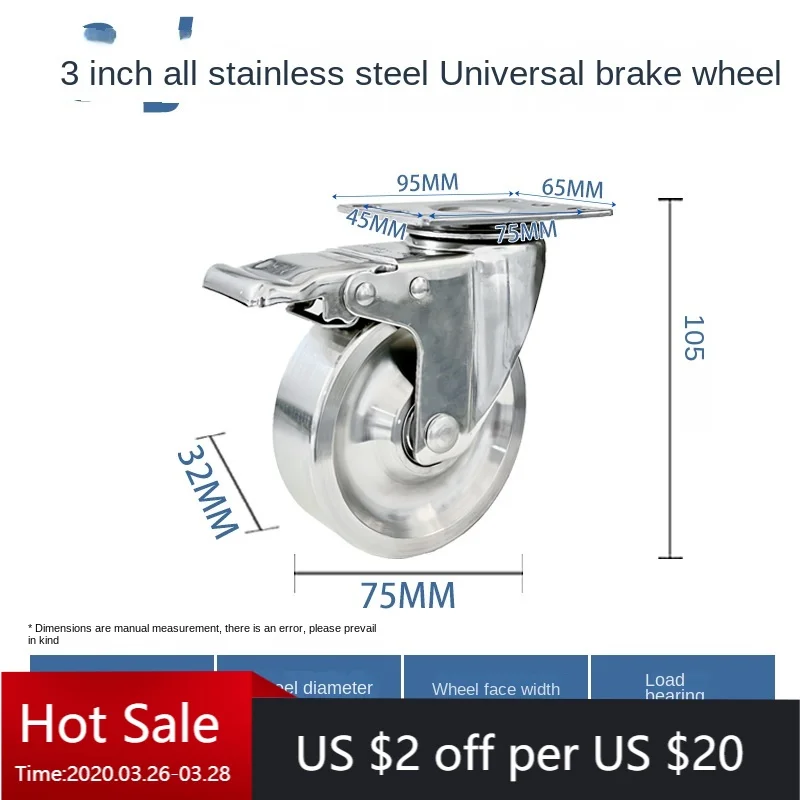1 Pcs Medium-duty 3 Inch Solid Core Caster - 304 Full Stainless Steel, Corrosion-resistant & Heat-resistant Swivel Wheel
1 Pcs Medium-duty 3 Inch Solid Core Caster - 304 Full Stainless Steel, Corrosion-resistant & Heat-resistant Swivel Wheel