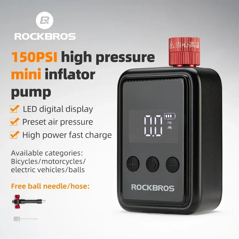 ROCKBROS Bike Electric Air Pump 150 PSI With Digital Pressure Silicone Protective Case Portable MINI Fast Bicycle Tire Inflator
ROCKBROS Bike Electric Air Pump 150 PSI With Digital Pressure Silicone Protective Case Portable MINI Fast Bicycle Tire Inflator