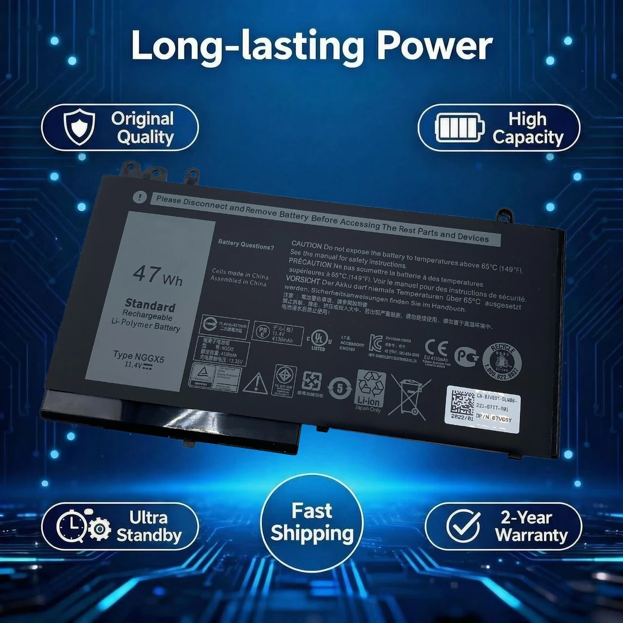 Новый аккумулятор NGGX5 11,4 в 47 Втч для ноутбука DELL Latitude E5270 E5470 E5570 E5550 E5250 Series M3510 JY8D6 954DF 0JY8D6 53VJ6 0RDRH9
Новый аккумулятор NGGX5 11,4 в 47 Втч для ноутбука DELL Latitude E5270 E5470 E5570 E5550 E5250 Series M3510 JY8D6 954DF 0JY8D6 53VJ6 0RDRH9