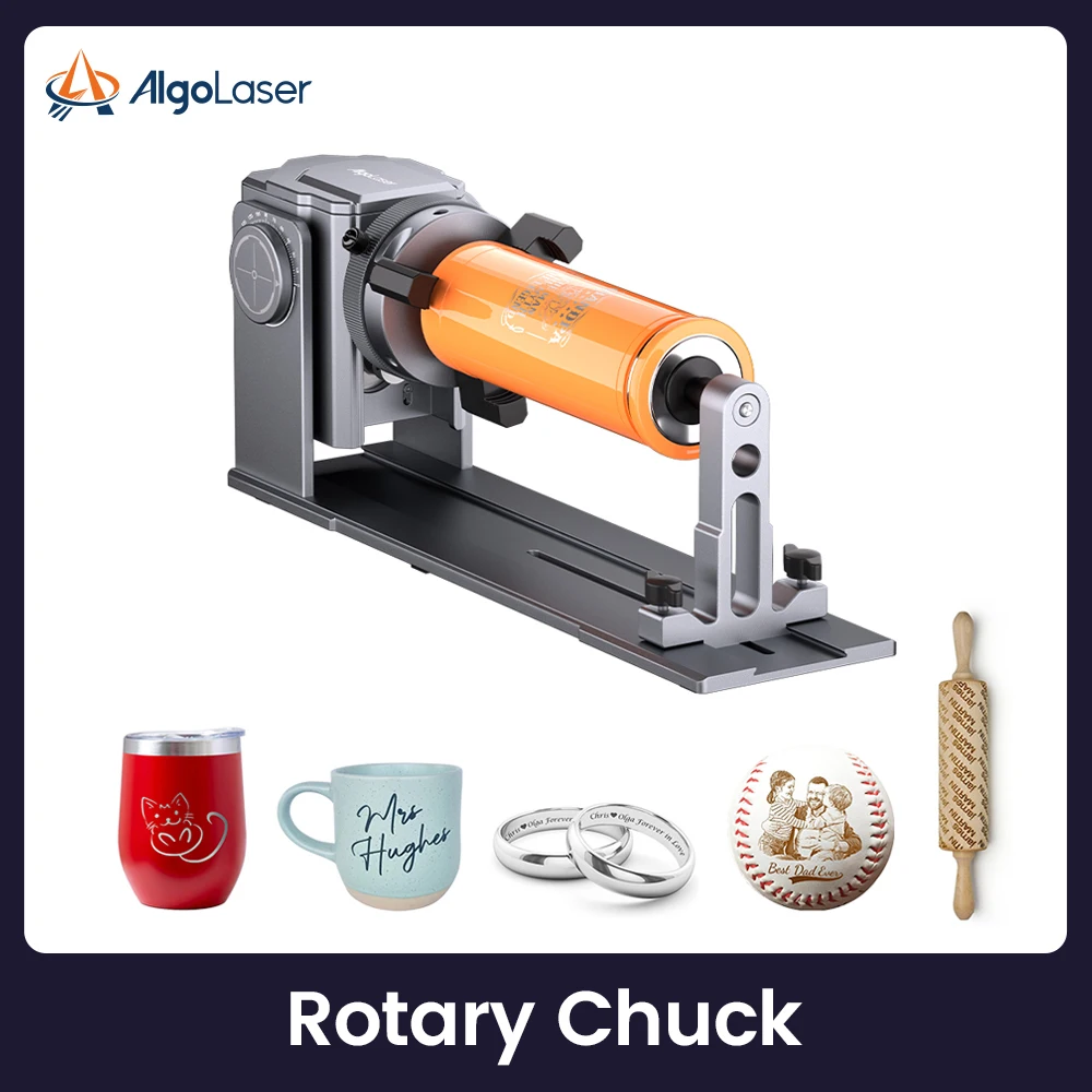 AlgoLaser 4 in 1 Rotary Chuck ARC Y-axis Rotary Roller Engraving Module with 180° Adjustable Angle for Cylindrical Objects
AlgoLaser 4 in 1 Rotary Chuck ARC Y-axis Rotary Roller Engraving Module with 180° Adjustable Angle for Cylindrical Objects