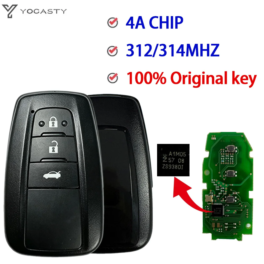 YOCASTY HYQ14FBN 100% Origianl 3 Buttons Smart Remote Car Key 4A Chip 312/314MHZ For Toyota Corolla 2019 2020 2021 2022
YOCASTY HYQ14FBN 100% Origianl 3 Buttons Smart Remote Car Key 4A Chip 312/314MHZ For Toyota Corolla 2019 2020 2021 2022