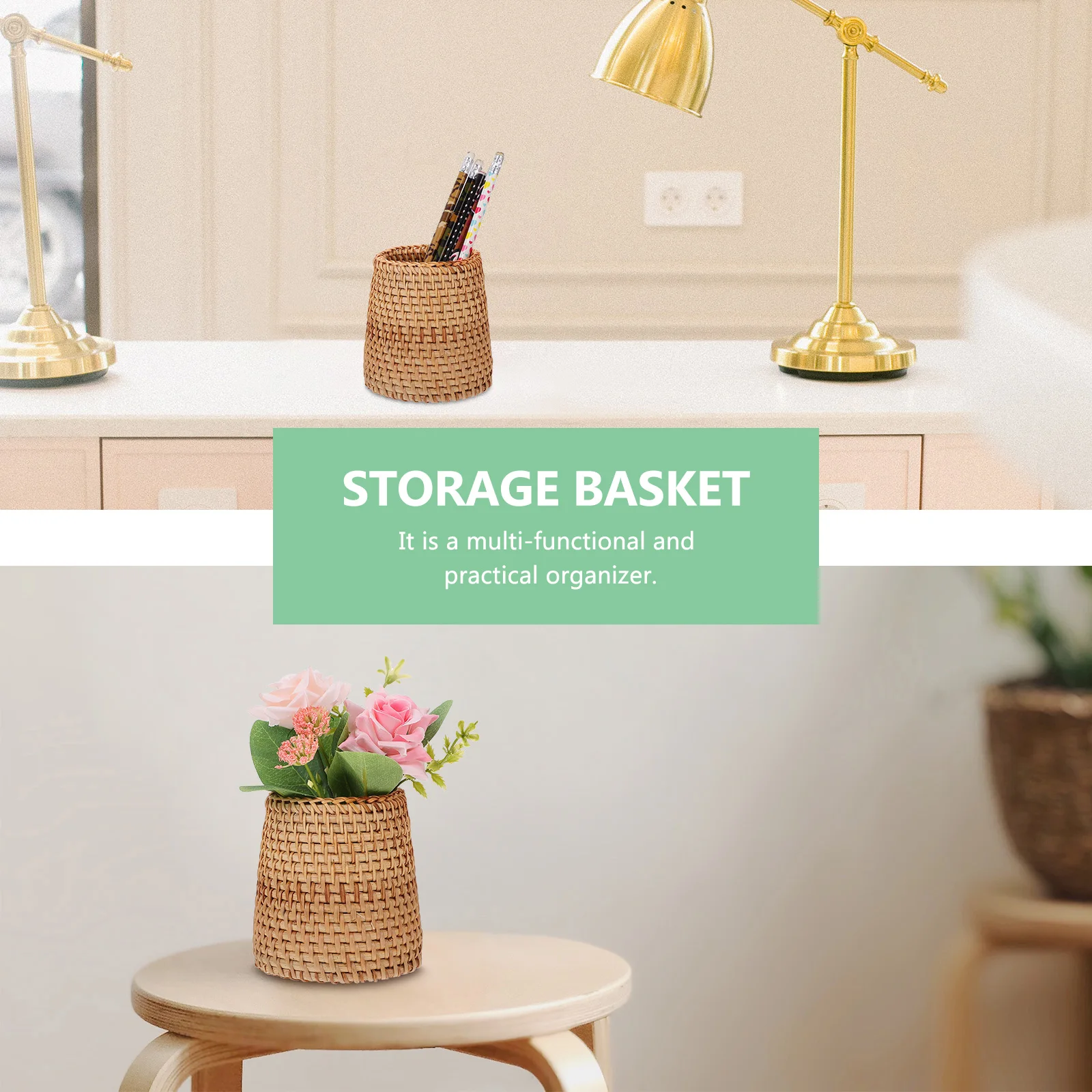 Rattan Vase Pen Holder Small Wicker Round Planter Storage Basket for Flowers Home Office Desk Organizing Container
Rattan Vase Pen Holder Small Wicker Round Planter Storage Basket for Flowers Home Office Desk Organizing Container