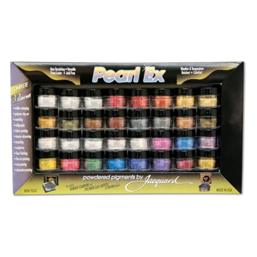 Pearl Ex Pigment 32 Color Set Powder for Epoxy Resin Watercolors Calligraphy Ink and Clay
Pearl Ex Pigment 32 Color Set Powder for Epoxy Resin Watercolors Calligraphy Ink and Clay