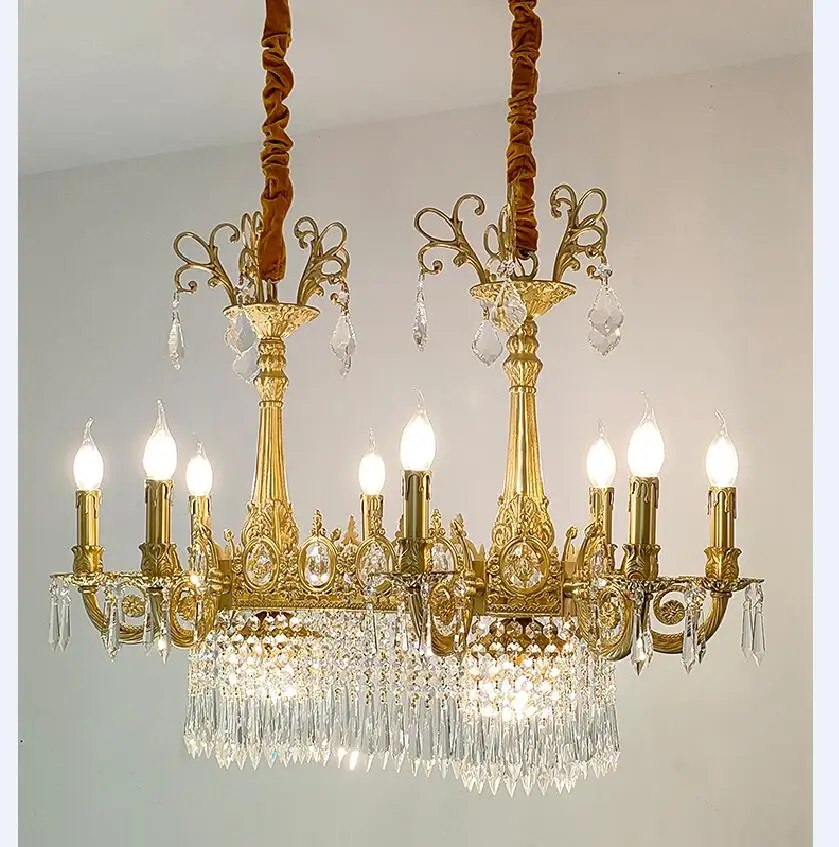 French Style Copper Pendant Lamp Solid Brass Crystal Chandelier L82cm W55cm 8+2l Candle Style Lustres Lighting
French Style Copper Pendant Lamp Solid Brass Crystal Chandelier L82cm W55cm 8+2l Candle Style Lustres Lighting